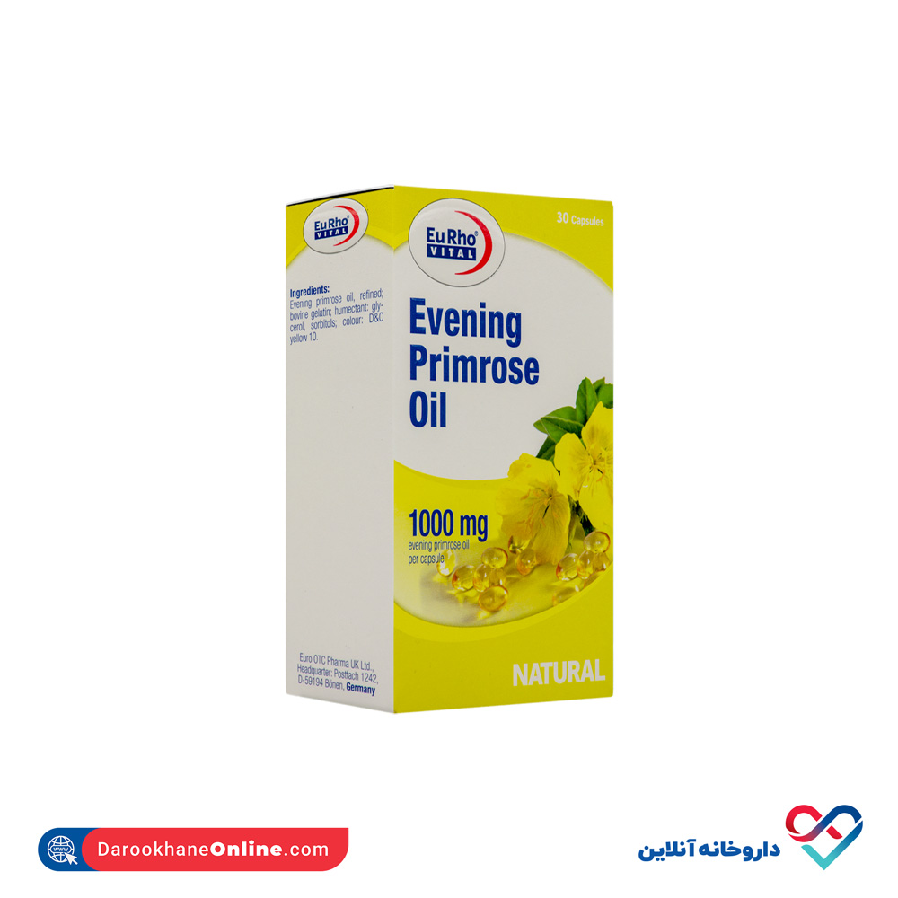 تصویر کپسول ایوینینگ پرایم رز اویل (گل مغربی) یوروویتال 30 عددی